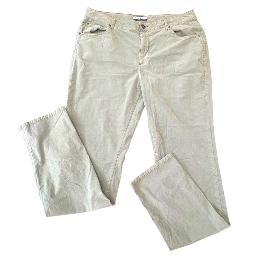Johnnie-O Corduroy Pants Mens 36x34 Sage Green Stretch 5-Pocket Casual Trousers